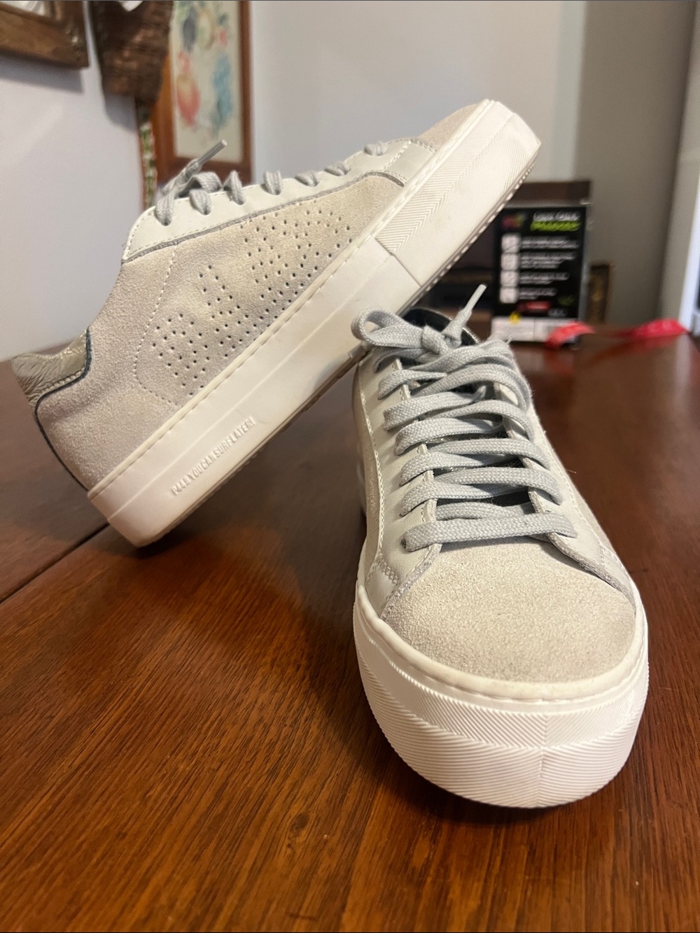 P448 Suede Low-Top Sneakers in Light Gray